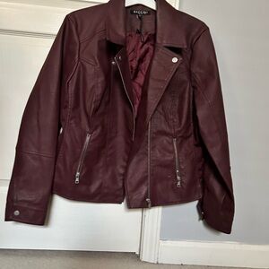 Women's Burgundy Leather Jacket